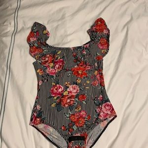 Striped flower bodysuit